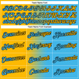 Custom Sky Blue Gold-Black Gradient Fashion Performance T-Shirt