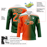 Custom Green Orange-White Gradient Fashion Hockey Lace Neck Jersey