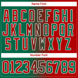 Custom Kelly Green Red-White Gradient Fashion Hockey Lace Neck Jersey