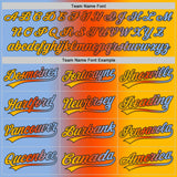 Custom Gold Light Blue Orange-Black Authentic Gradient Fashion Baseball Jersey