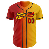 Custom Yellow Red Bay Orange-Black Authentic Gradient Fashion Baseball Jersey