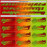 Custom Neon Green Red Bay Orange-Black Authentic Gradient Fashion Baseball Jersey