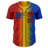 Custom Thunder Blue Red Yellow-Black Authentic Gradient Fashion Baseball Jersey