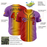 Custom Medium Purple Red Yellow-Black Authentic Gradient Fashion Baseball Jersey