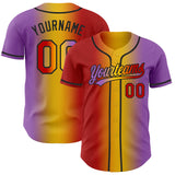 Custom Medium Purple Red Yellow-Black Authentic Gradient Fashion Baseball Jersey