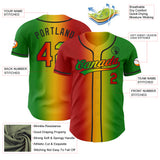 Custom Grass Green Red Yellow-Black Authentic Gradient Fashion Baseball Jersey