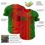 Custom Grass Green Red Orange-Black Authentic Gradient Fashion Baseball Jersey