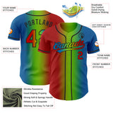 Custom Blue Red Neon Green-Black Authentic Gradient Fashion Baseball Jersey