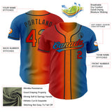 Custom Blue Red Bay Orange-Black Authentic Gradient Fashion Baseball Jersey