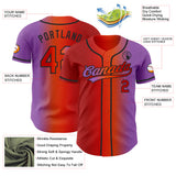 Custom Medium Purple Red Orange-Black Authentic Gradient Fashion Baseball Jersey
