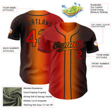 Custom Brown Red Bay Orange-Black Authentic Gradient Fashion Baseball Jersey