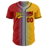 Custom Gold Red Gray-Black Authentic Gradient Fashion Baseball Jersey