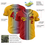 Custom Gold Red Gray-Black Authentic Gradient Fashion Baseball Jersey