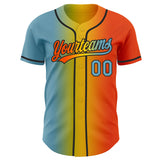 Custom Orange Shadow Blue Yellow-Black Authentic Gradient Fashion Baseball Jersey