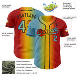 Custom Red Shadow Blue Yellow-Black Authentic Gradient Fashion Baseball Jersey