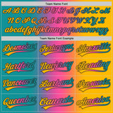 Custom Gold Teal Pink-Black Authentic Gradient Fashion Baseball Jersey