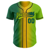 Custom Neon Green Kelly Green Yellow-Black Authentic Gradient Fashion Baseball Jersey