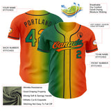 Custom Orange Kelly Green Yellow-Black Authentic Gradient Fashion Baseball Jersey
