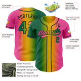 Custom Pink Kelly Green Yellow-Black Authentic Gradient Fashion Baseball Jersey