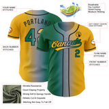 Custom Gold Kelly Green Gray-Black Authentic Gradient Fashion Baseball Jersey