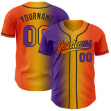 Custom Orange Purple Gold-Black Authentic Gradient Fashion Baseball Jersey