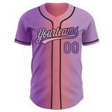 Custom Light Purple Medium Purple Medium Pink-Black Authentic Gradient Fashion Baseball Jersey