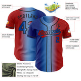 Custom Red Royal Light Blue-Black Authentic Gradient Fashion Baseball Jersey