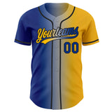 Custom Gold Royal Gray-Black Authentic Gradient Fashion Baseball Jersey