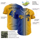 Custom Gold Royal Gray-Black Authentic Gradient Fashion Baseball Jersey