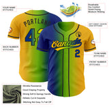 Custom Gold Royal Neon Green-Black Authentic Gradient Fashion Baseball Jersey
