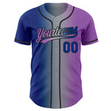 Custom Medium Purple Royal Gray-Black Authentic Gradient Fashion Baseball Jersey