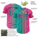 Custom Pink Aqua Gray-Black Authentic Gradient Fashion Baseball Jersey