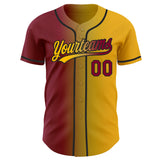 Custom Gold Maroon Old Gold-Black Authentic Gradient Fashion Baseball Jersey