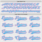 Custom White Sky Blue-Pink Gradient Sleeves Lace Neck Hockey Jersey