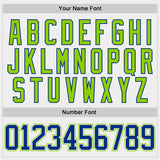 Custom White Royal-Neon Green Gradient Sleeves Lace Neck Hockey Jersey