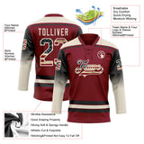 Custom Crimson Vintage USA Flag Black-Cream Gradient Sleeves Lace Neck Hockey Jersey