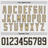 Custom White Black-Vegas Gold Gradient Sleeves Lace Neck Hockey Jersey