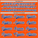 Custom Orange Royal Gray-White Gradient Sleeves Lace Neck Hockey Jersey