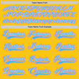 Custom Yellow Sky Blue Pink-White Gradient Sleeves Lace Neck Hockey Jersey