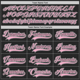 Custom Black Light Pink-White Gradient Sleeves Lace Neck Hockey Jersey