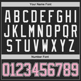 Custom Black Light Pink-White Gradient Sleeves Lace Neck Hockey Jersey