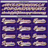 Custom Purple White-Yellow Gradient Sleeves Lace Neck Hockey Jersey