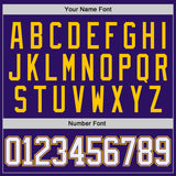 Custom Purple White-Yellow Gradient Sleeves Lace Neck Hockey Jersey