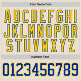 Custom Cream Royal Yellow-White Gradient Sleeves Lace Neck Hockey Jersey