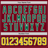 Custom Crimson Yellow Kelly Green-White Gradient Sleeves Lace Neck Hockey Jersey