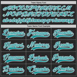 Custom Black Teal Gray-White Gradient Sleeves Lace Neck Hockey Jersey