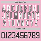 Custom Light Pink Black-White Gradient Sleeves Lace Neck Hockey Jersey
