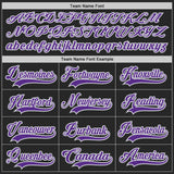 Custom Black Purple Gray-White Gradient Sleeves Lace Neck Hockey Jersey