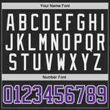 Custom Black Purple Gray-White Gradient Sleeves Lace Neck Hockey Jersey