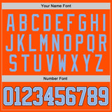 Custom Orange Light Blue Navy-White Gradient Sleeves Lace Neck Hockey Jersey